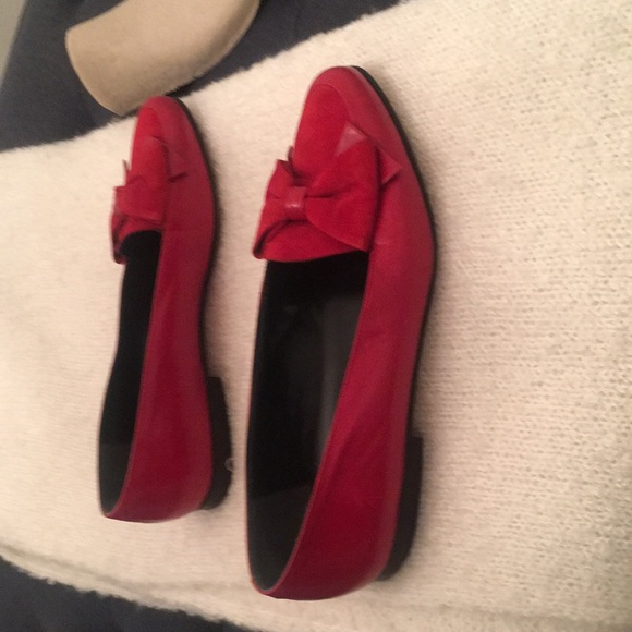 Red leather Italian flats - Picture 4 of 6